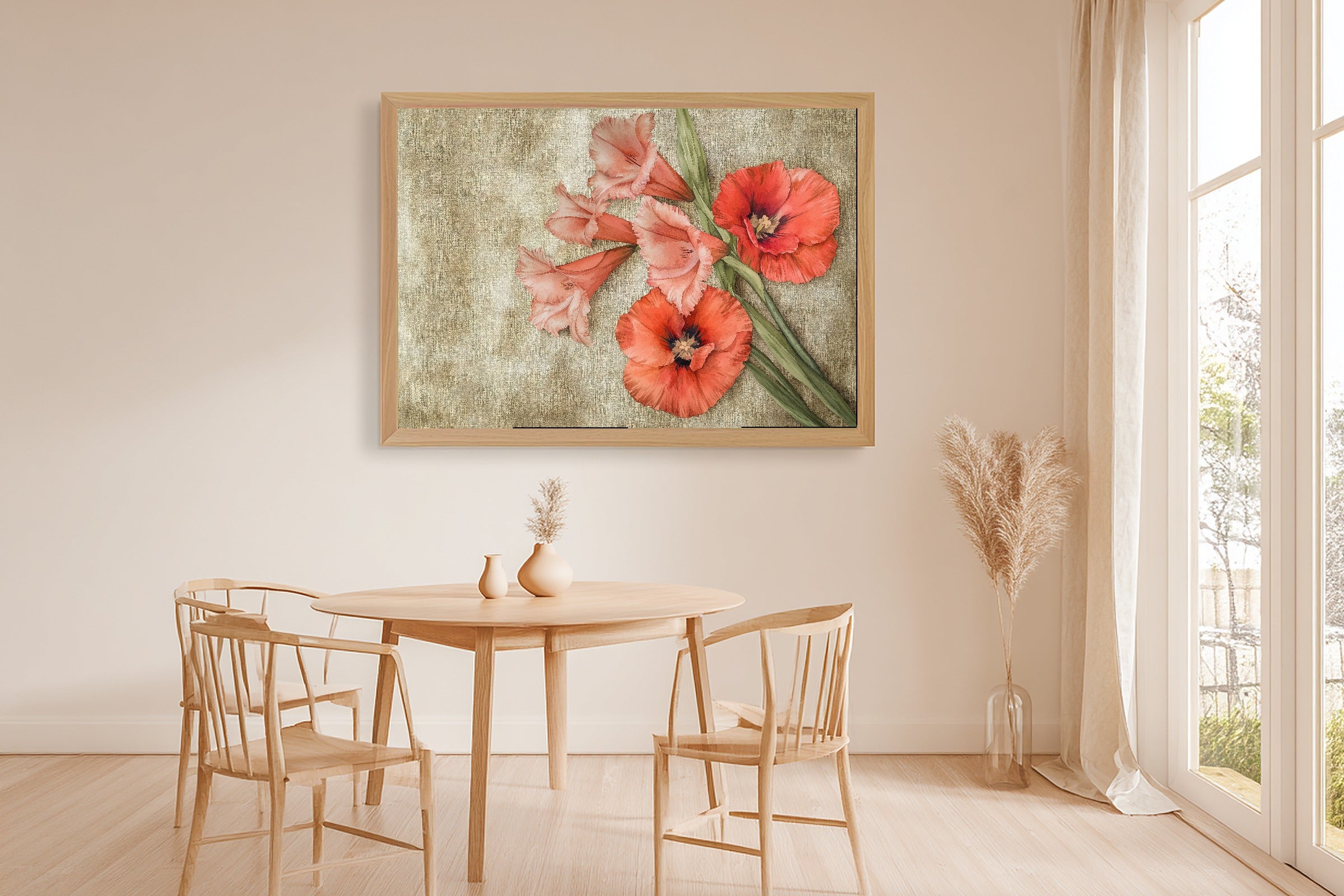 Hand-picked Birth Flower August Gladiolus Poppy Giclée Print — Dreamy Gentle Floral for the Reading Nook — birth-flower-august-gladiolus-poppy-dining-room-wall-art.jpg
