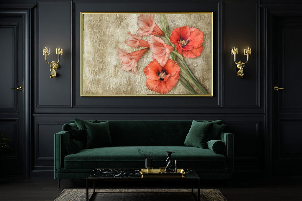 Hand-picked Birth Flower August Gladiolus Poppy Giclée Print — Dreamy Gentle Floral for the Reading Nook — birth-flower-august-gladiolus-poppy-office-wall-art.jpg