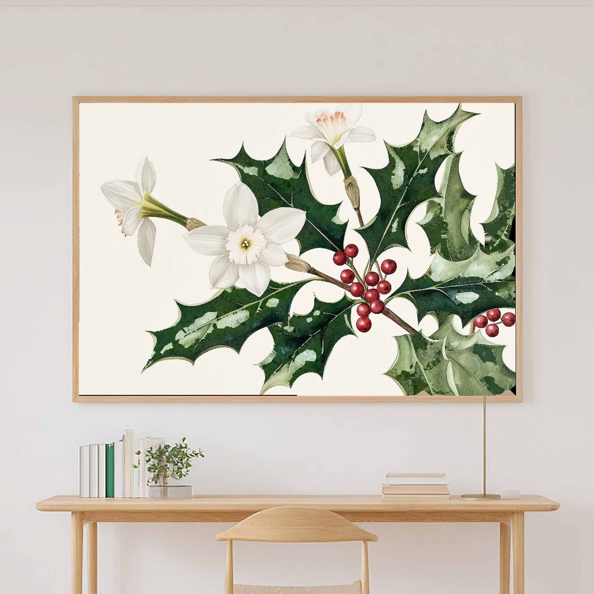 A Dreamy Birth Flower December Holly Narcissus Soft Botanical Print — Dreamy Wall Art for the Reading Nook, Giclée on Canvas — birth-flower-december-holly-narcissus-canvas-print.jpg