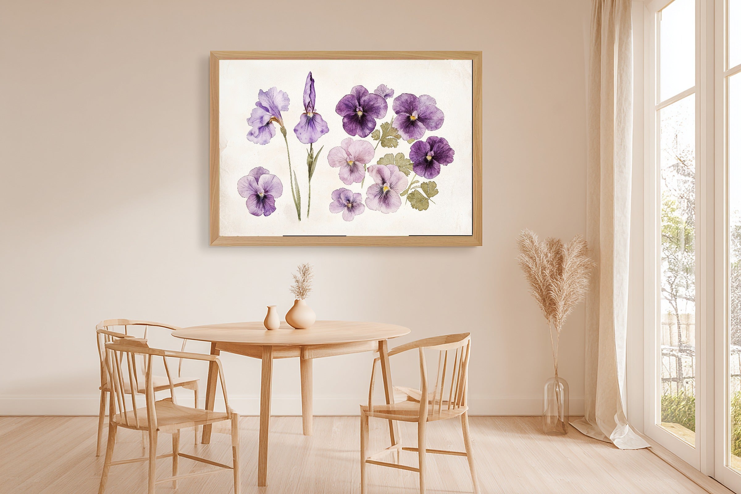 Birth Flower February Violet Iris Romantic Garden Wall Art — Heartfelt Print for the Reading Nook — birth-flower-february-violet-iris-dining-room-wall-art.jpg