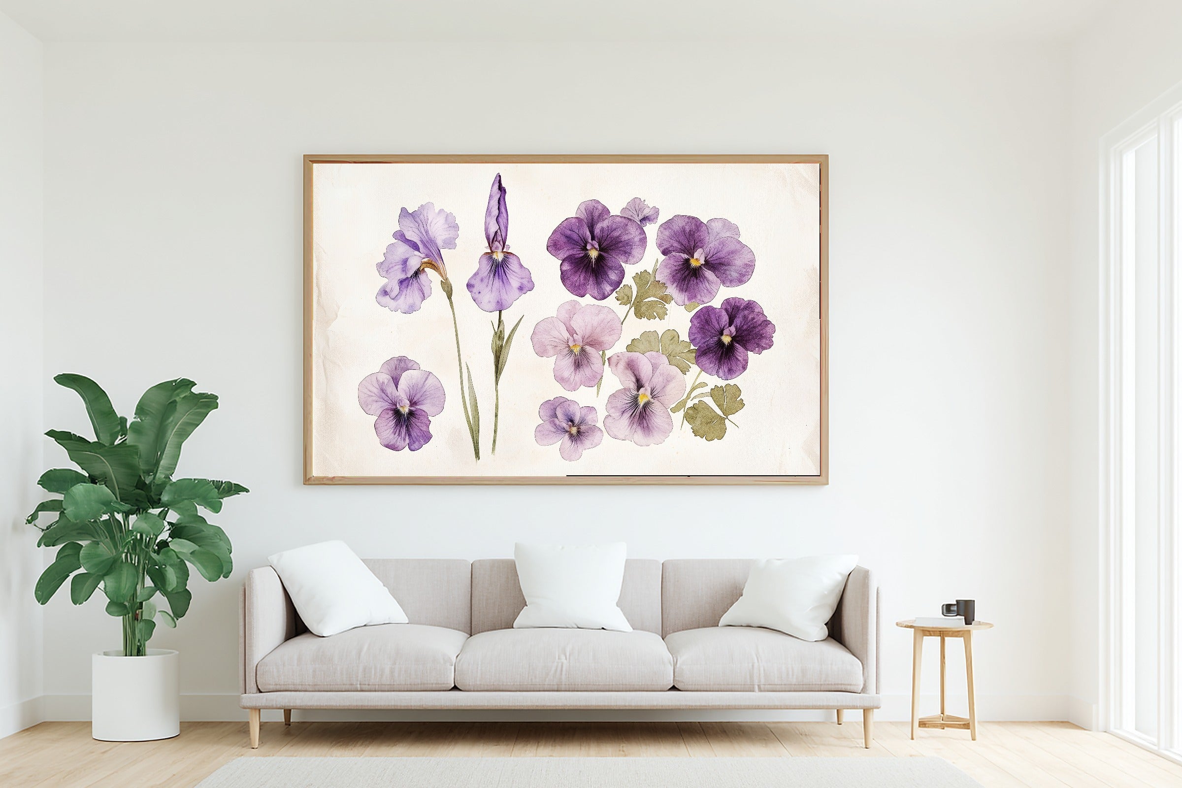 Birth Flower February Violet Iris Romantic Garden Wall Art — Heartfelt Print for the Reading Nook — birth-flower-february-violet-iris-living-room-wall-art.jpg