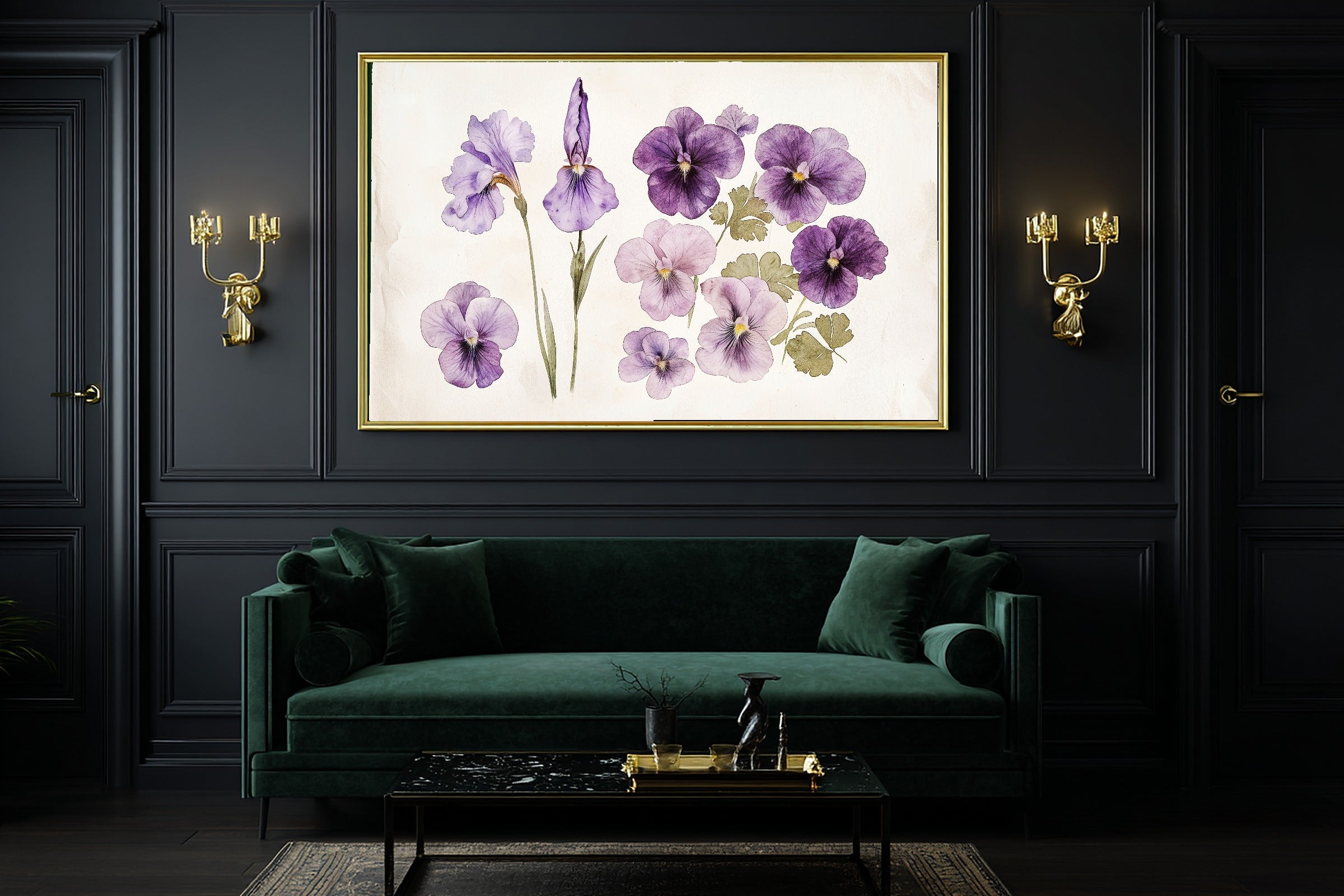 Birth Flower February Violet Iris Romantic Garden Wall Art — Heartfelt Print for the Reading Nook — birth-flower-february-violet-iris-office-wall-art.jpg