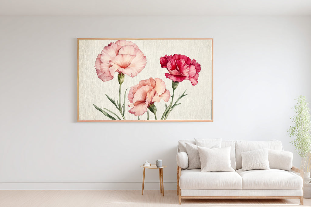 Hand-picked Birth Flower January Carnation Giclée Print — Soulful Soft Botanical for the Reading Nook — birth-flower-january-carnation-bedroom-wall-art.jpg