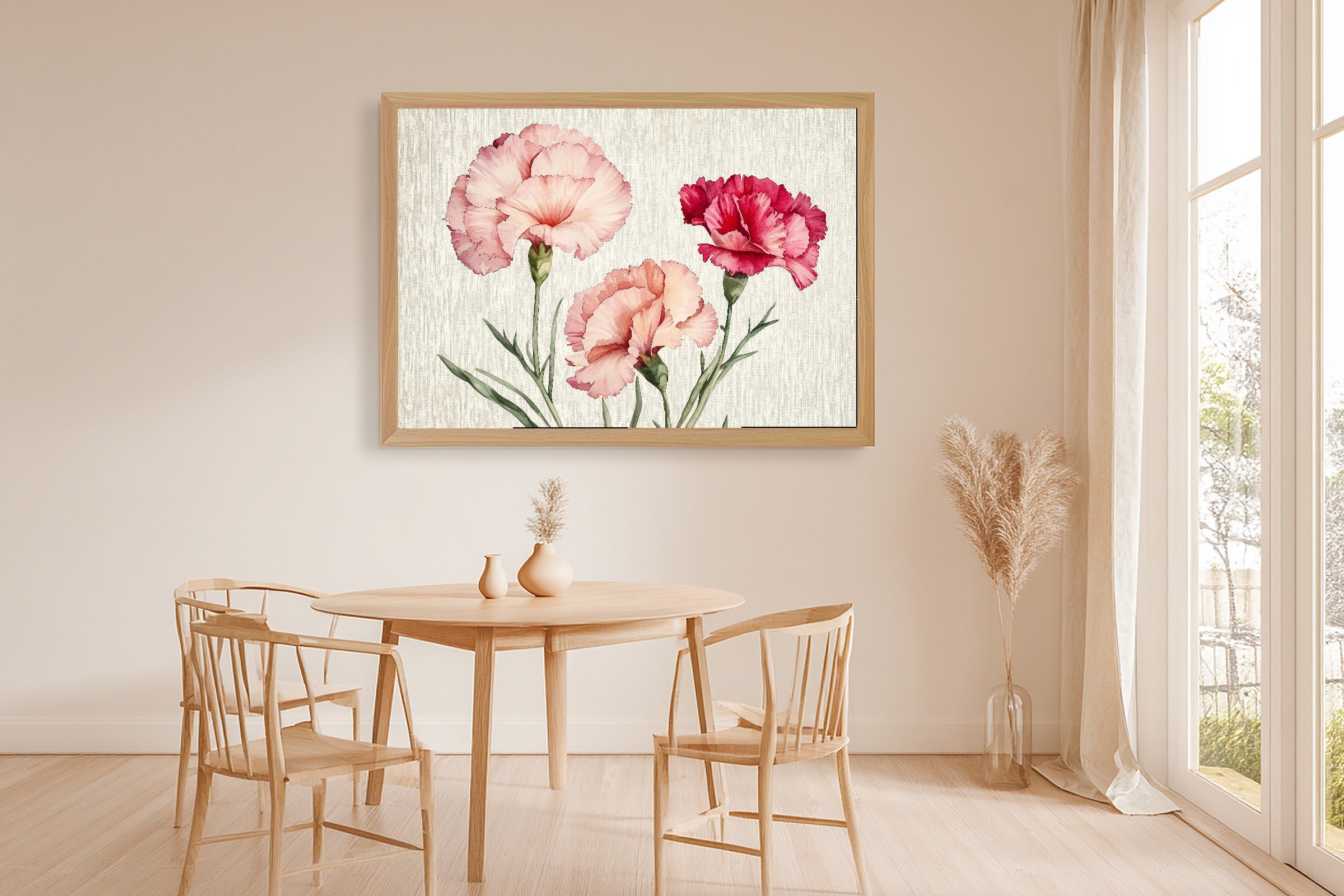 Hand-picked Birth Flower January Carnation Giclée Print — Soulful Soft Botanical for the Reading Nook — birth-flower-january-carnation-dining-room-wall-art.jpg