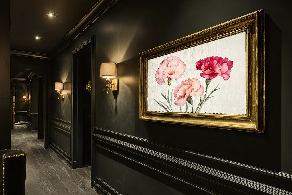 Hand-picked Birth Flower January Carnation Giclée Print — Soulful Soft Botanical for the Reading Nook — birth-flower-january-carnation-hallway-wall-art.jpg