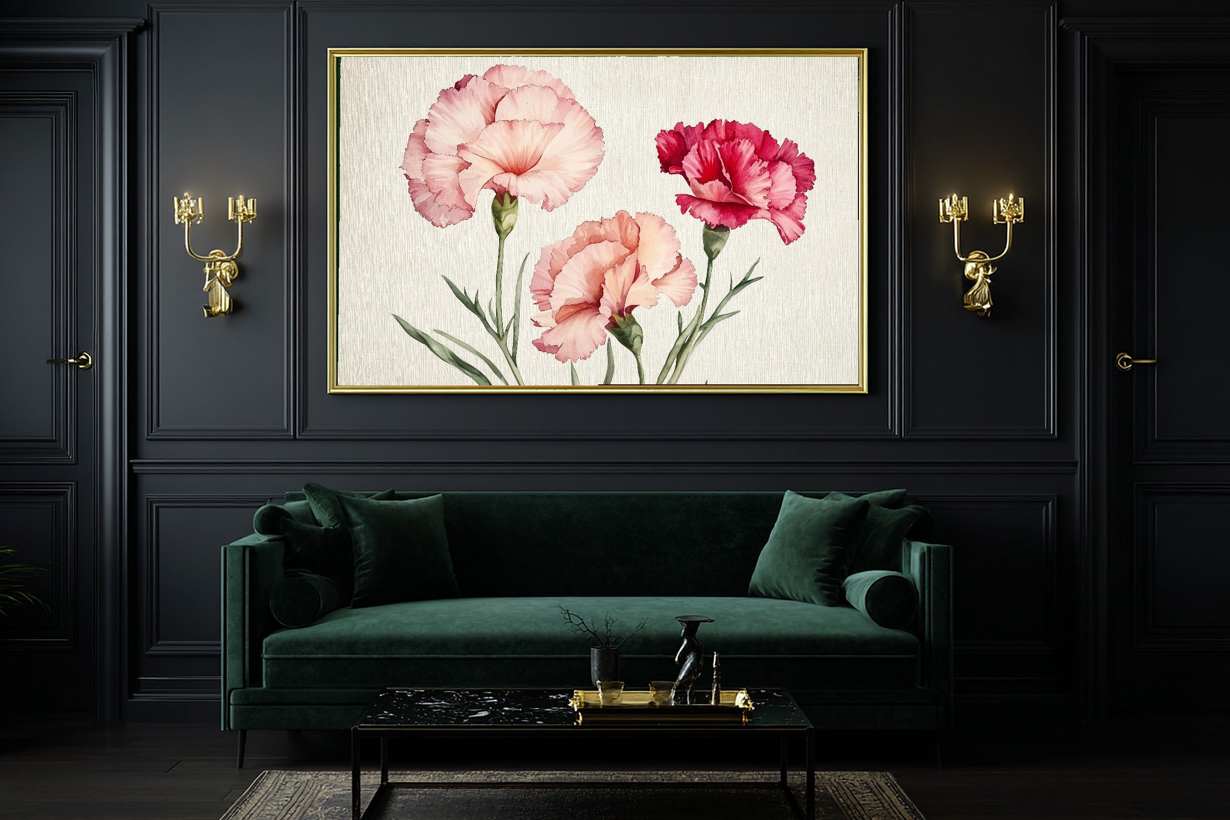 Hand-picked Birth Flower January Carnation Giclée Print — Soulful Soft Botanical for the Reading Nook — birth-flower-january-carnation-office-wall-art.jpg