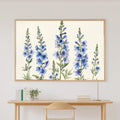 Birth Flower July Larkspur Print on Stretched Canvas — Stunning Soft Botanical for the Reading Nook, Gift for the Plant Mom in Your Life — birth-flower-july-larkspur-canvas-print.jpg
