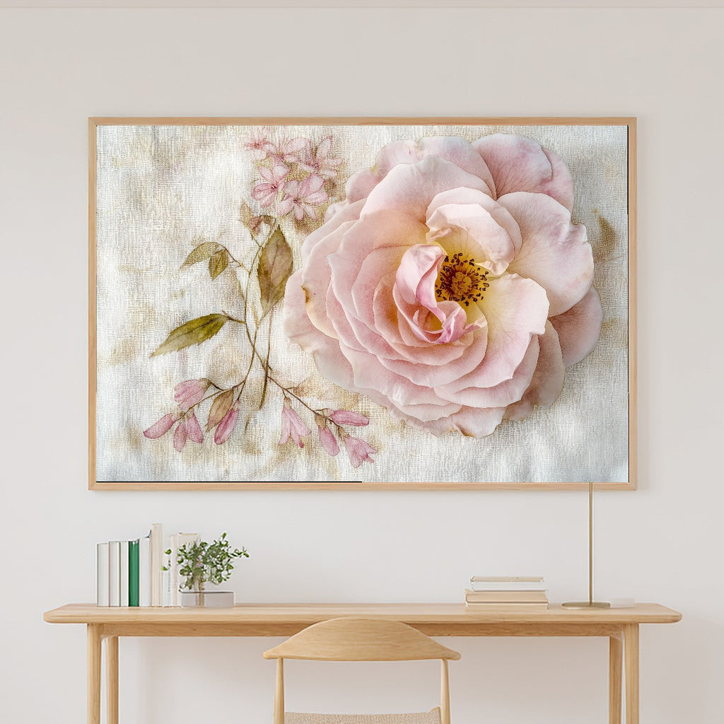 Gentle Floral Birth Flower June Rose Honeysuckle Canvas Wall Art — Fresh Meadow Print for the Reading Nook — birth-flower-june-rose-honeysuckle-canvas-print.jpg
