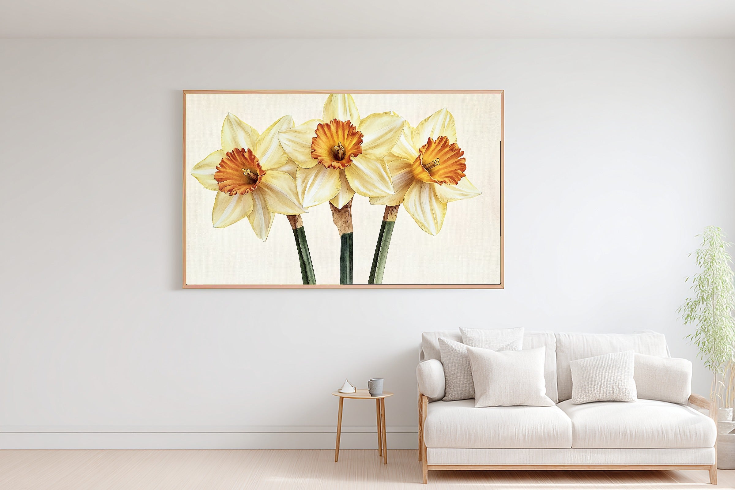 Fresh Meadow Birth Flower March Daffodil — Soft Botanical Wall Art, Warm Reading Nook Decor, Stretched Canvas, Ready to Hang — birth-flower-march-daffodil-bedroom-wall-art.jpg