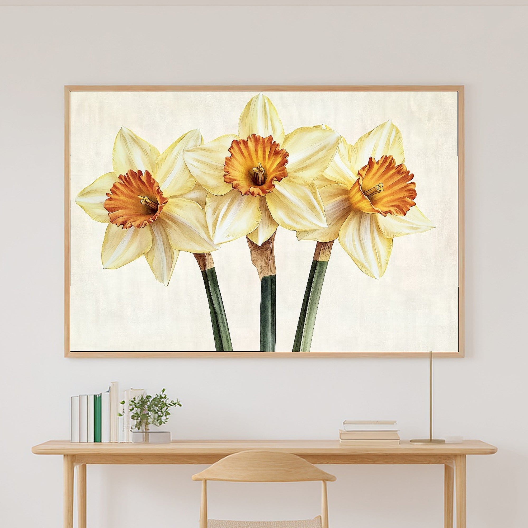 Fresh Meadow Birth Flower March Daffodil — Soft Botanical Wall Art, Warm Reading Nook Decor, Stretched Canvas, Ready to Hang — birth-flower-march-daffodil-canvas-print.jpg