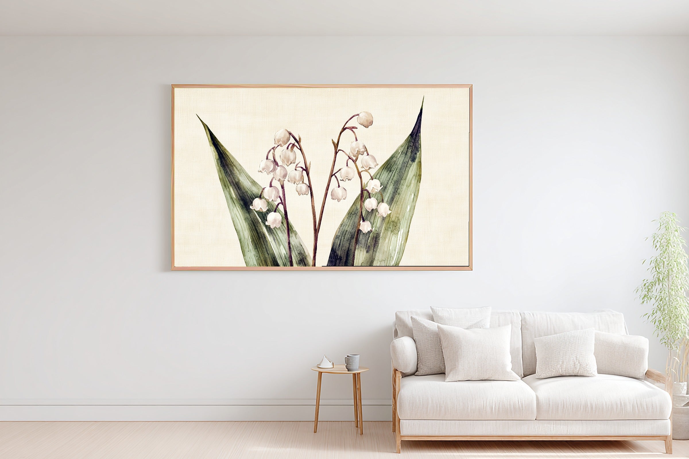 Gentle Floral Birth Flower May Lily Of The Valley Canvas Wall Art — Peaceful Print for the Reading Nook — birth-flower-may-lily-of-the-valley-bedroom-wall-art.jpg