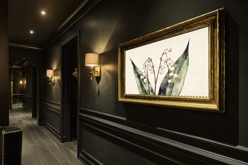 Gentle Floral Birth Flower May Lily Of The Valley Canvas Wall Art — Peaceful Print for the Reading Nook — birth-flower-may-lily-of-the-valley-hallway-wall-art.jpg