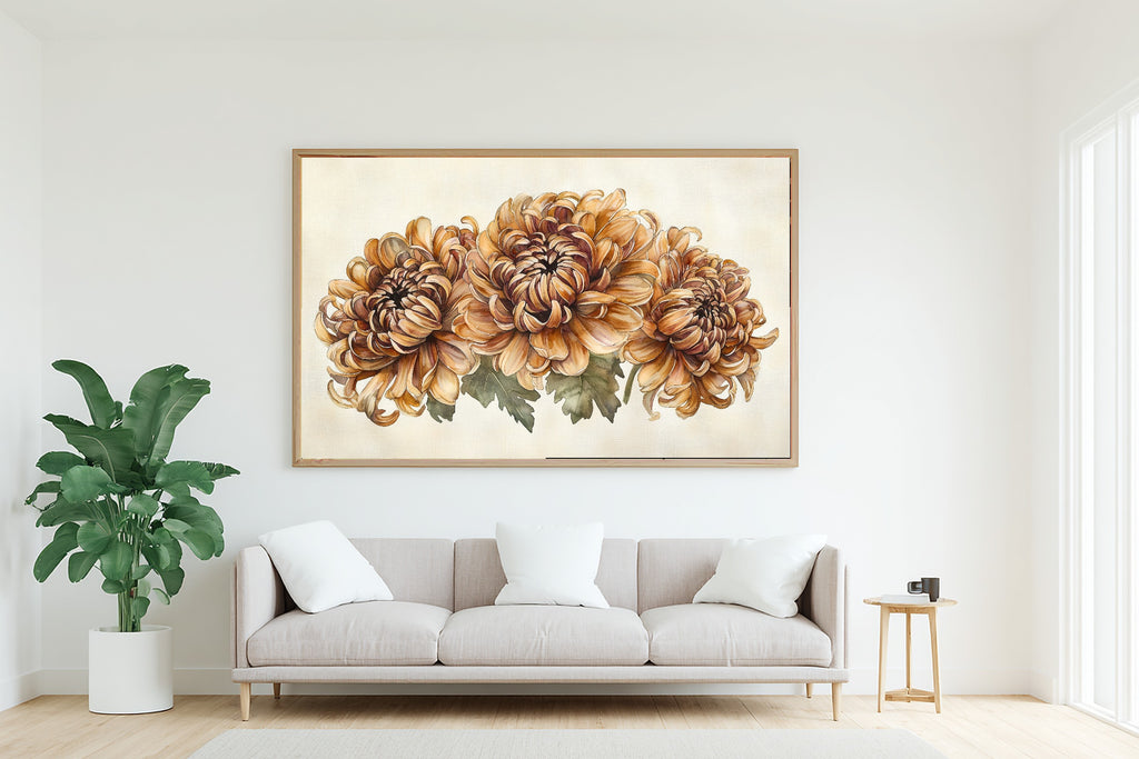 Birth Flower November Chrysanthemum Gentle Floral Wall Art — Dreamy Print for the Reading Nook — birth-flower-november-chrysanthemum-living-room-wall-art.jpg