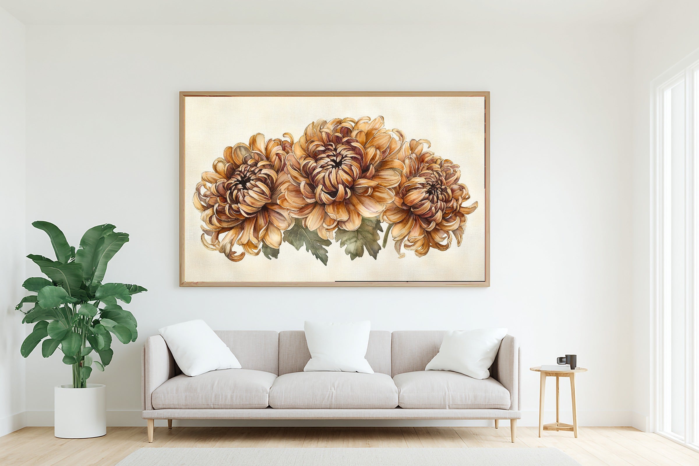 Birth Flower November Chrysanthemum Gentle Floral Wall Art — Dreamy Print for the Reading Nook — birth-flower-november-chrysanthemum-living-room-wall-art.jpg