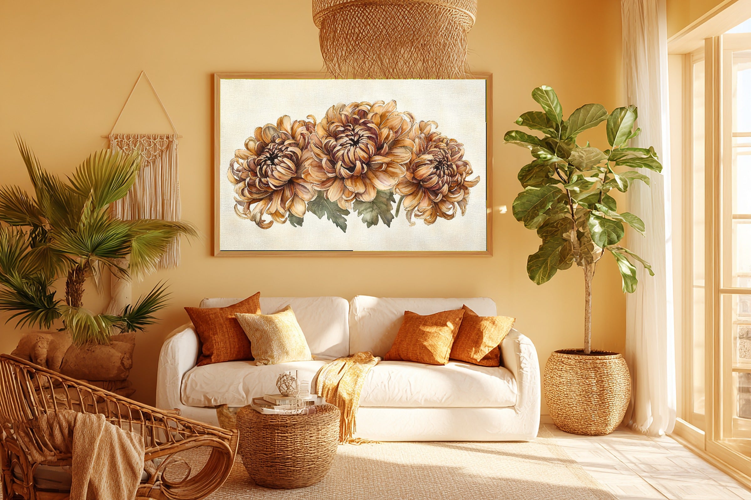 Birth Flower November Chrysanthemum Gentle Floral Wall Art — Dreamy Print for the Reading Nook — birth-flower-november-chrysanthemum-room-5-wall-art.jpg