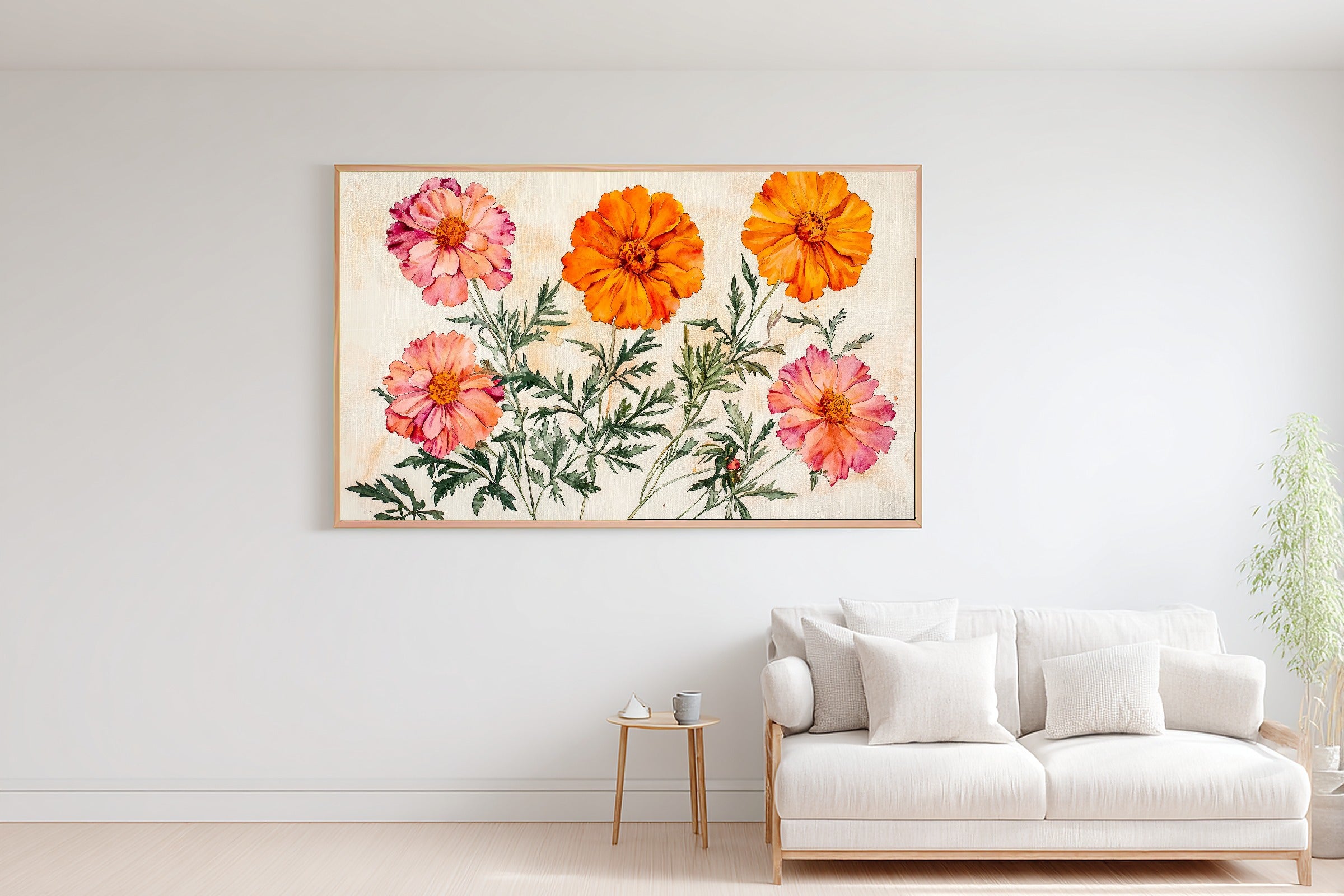 Birth Flower October Marigold Cosmos Gentle Floral Wall Art — Warm Print for the Reading Nook — birth-flower-october-marigold-cosmos-bedroom-wall-art.jpg