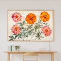 Birth Flower October Marigold Cosmos Gentle Floral Wall Art — Warm Print for the Reading Nook — birth-flower-october-marigold-cosmos-canvas-print.jpg