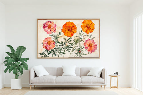 Birth Flower October Marigold Cosmos Gentle Floral Wall Art — Warm Print for the Reading Nook — birth-flower-october-marigold-cosmos-living-room-wall-art.jpg
