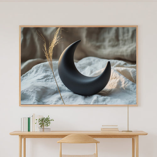 Black Clay Moon Still Canvas Wall Art, Dreamy Timeless Artwork Poster Print, Modern Home Office Art, Wedding Gift for Couples — black-clay-moon-still-canvas-print.jpg
