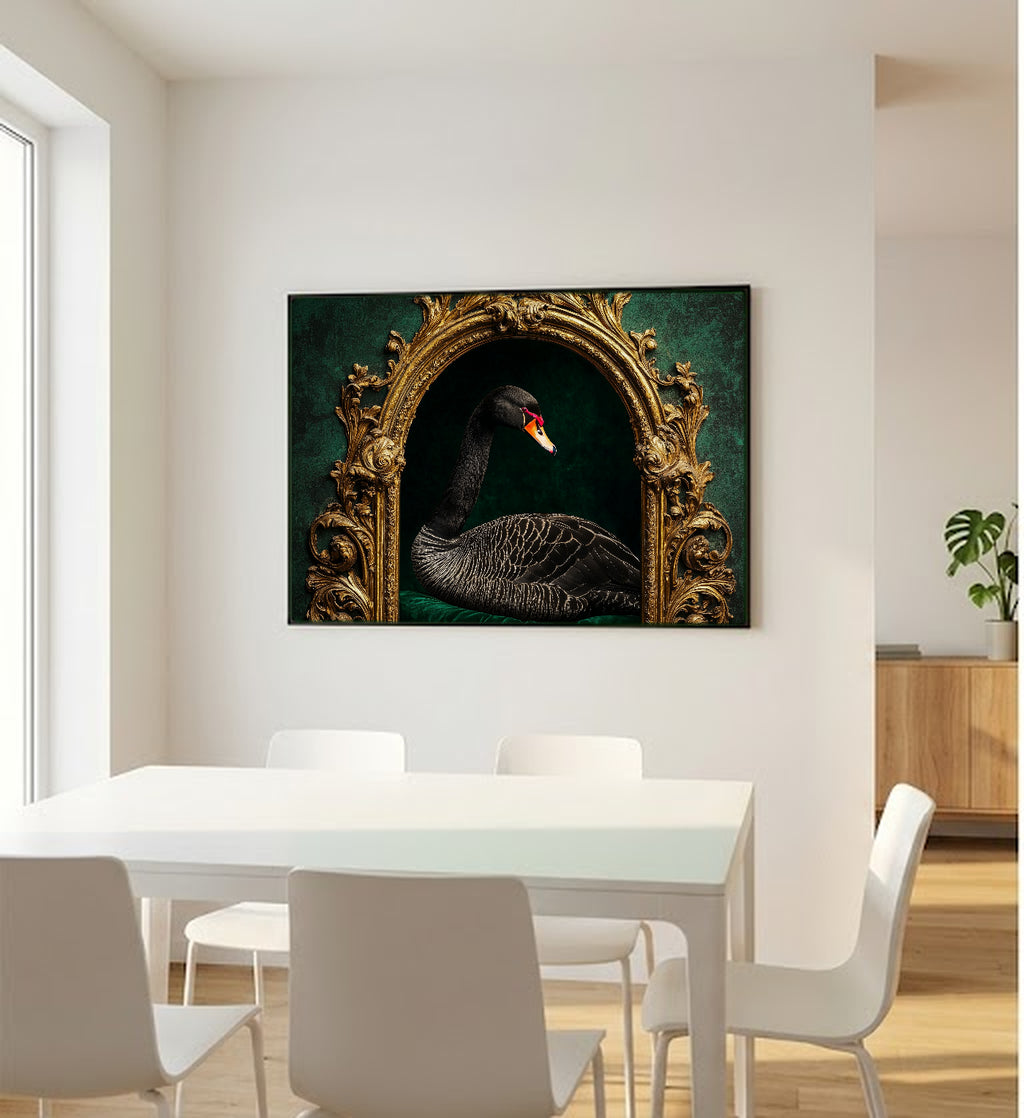 Black Swan Canvas Wall Art | Gilded Arch Print, Opera Core Glamour Decor, Stretched Canvas — black-swan-gilded-arch-bedroom-wall-art.jpg