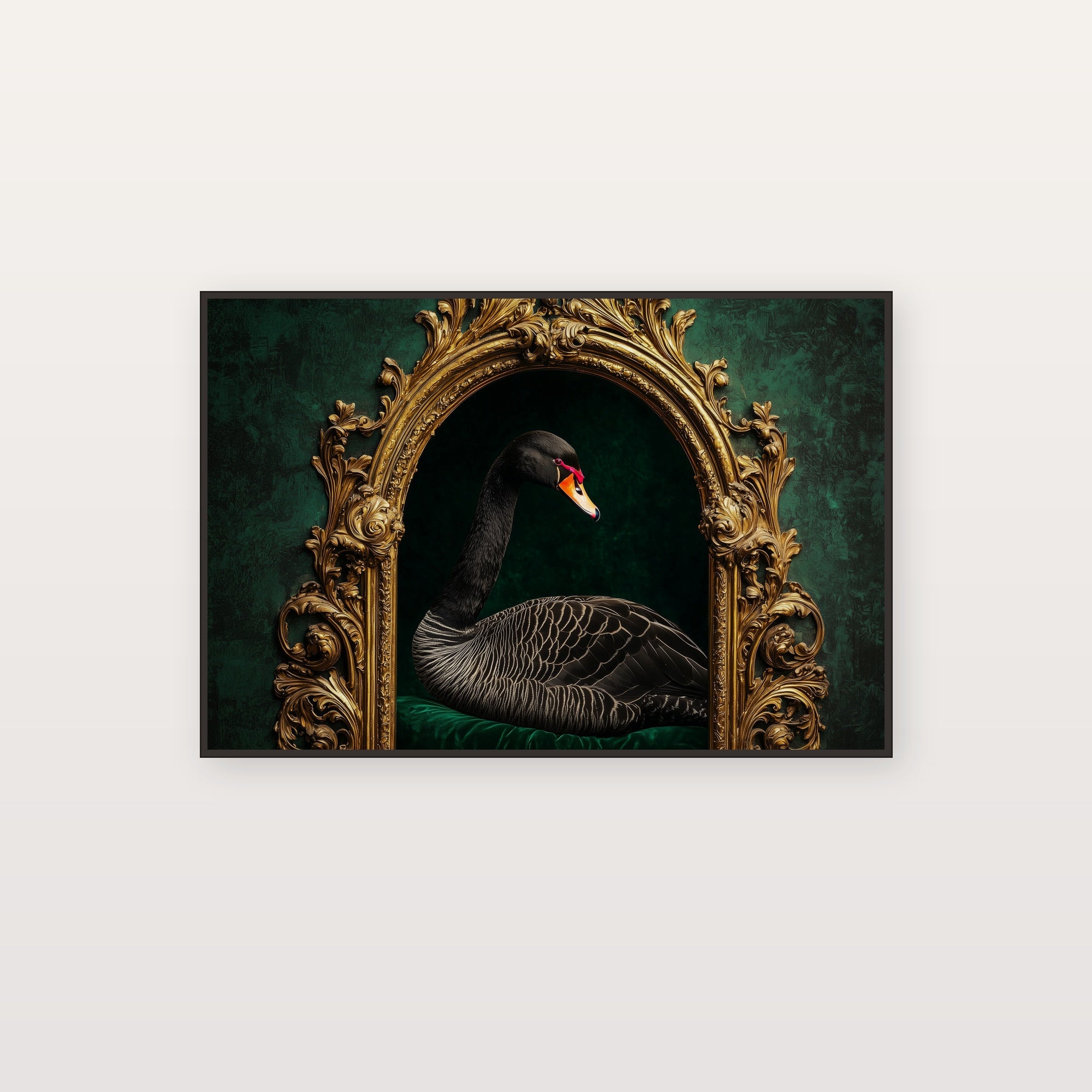 Black Swan Canvas Wall Art | Gilded Arch Print, Opera Core Glamour Decor, Stretched Canvas — black-swan-gilded-arch-canvas-print.jpg