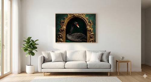 Black Swan Canvas Wall Art | Gilded Arch Print, Opera Core Glamour Decor, Stretched Canvas — black-swan-gilded-arch-living-room-wall-art.jpg