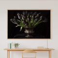 A Dreamy Black Tulip Still Life Cozy Studio Print — Moody Wall Art for the Living Room, Giclée on Canvas — black-tulip-still-life-canvas-print.jpg