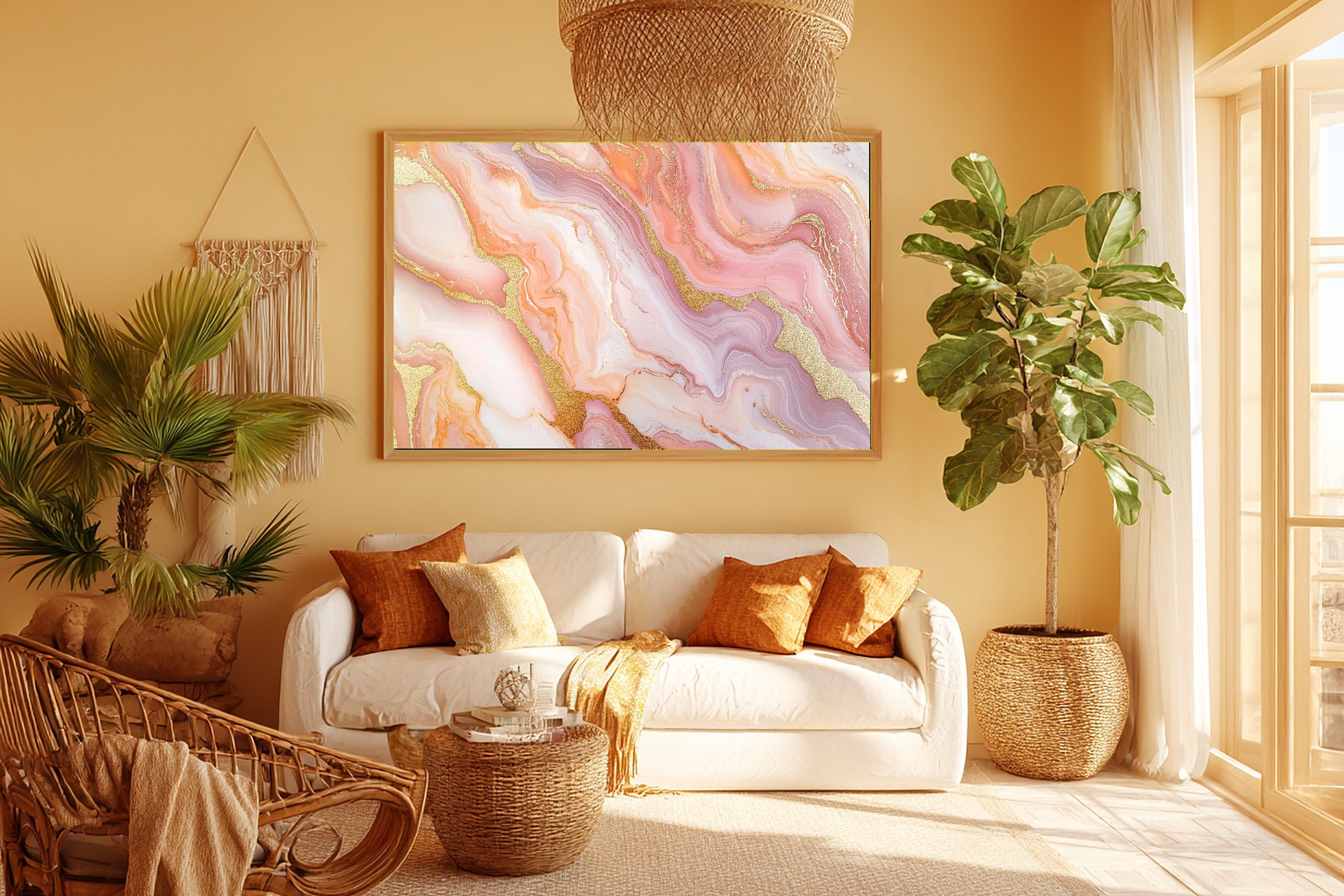 Timeless Blush Marble Gold Flow — Modern Collector Wall Art, Warm Home Office Decor, Stretched Canvas, Ready to Hang — blush-marble-gold-flow-room-5-wall-art.jpg