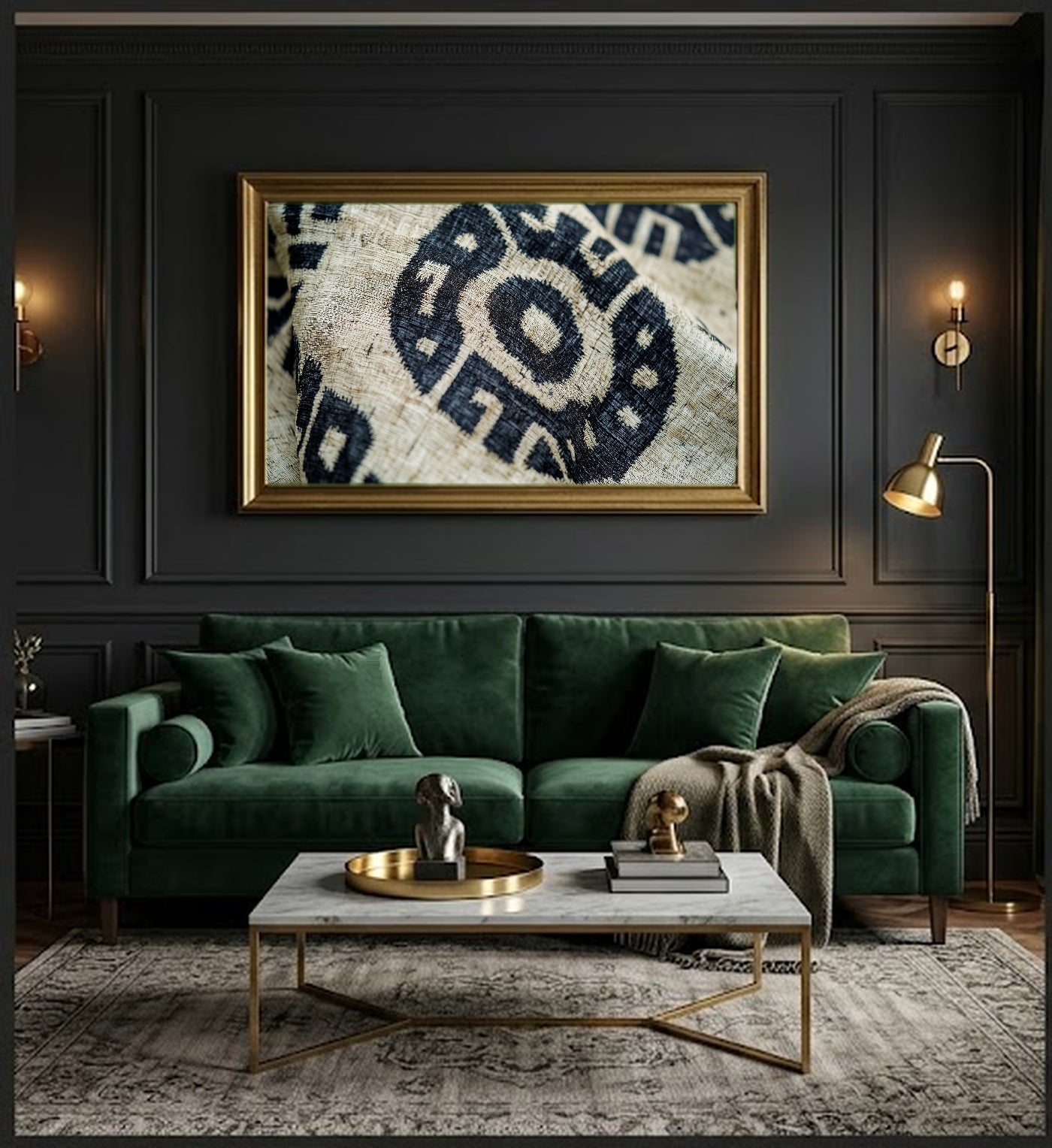 Bogolan Mudcloth Canvas Wall Art | Cream Charcoal Abstract Print, Afrohemian Decor, Stretched Canvas — bogolan-mudcloth-cream-charcoal-office-wall-art.jpg