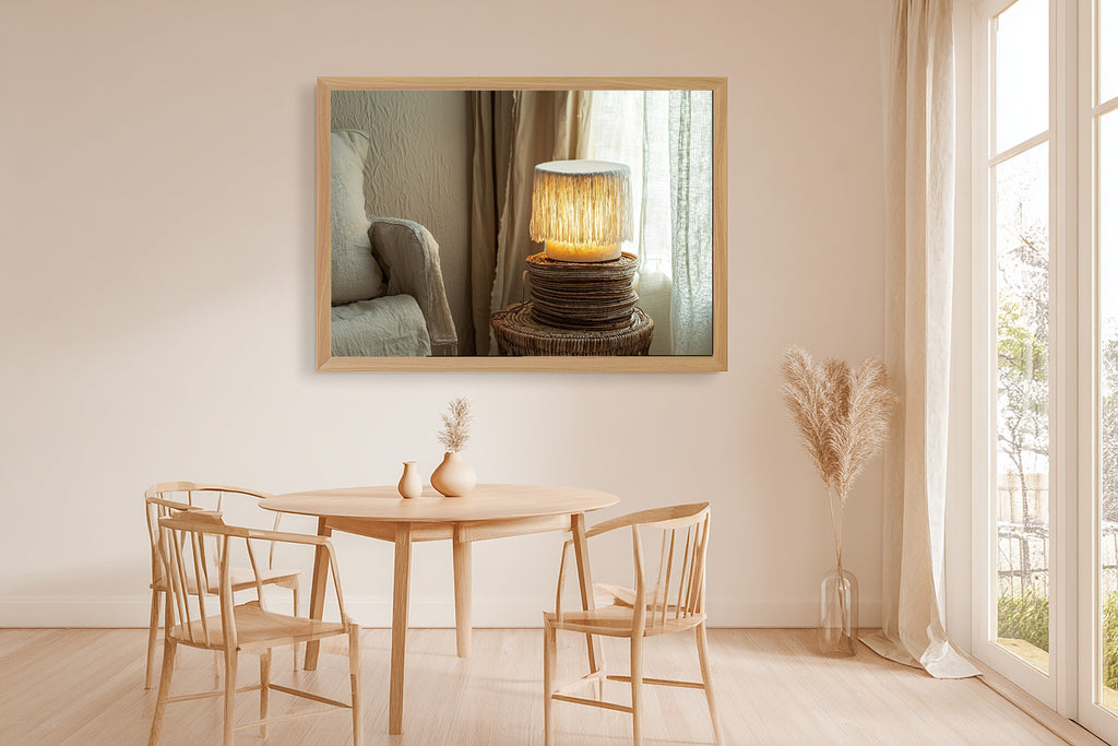 Bohemian Fringe Lamp Fine Art Canvas, Soft Dreamy Glow, Home Office Focal Point, Premium Canvas, Elegant Hostess Gift — bohemian-fringe-lamp-dining-room-wall-art.jpg