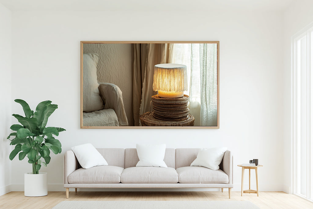 Bohemian Fringe Lamp Fine Art Canvas, Soft Dreamy Glow, Home Office Focal Point, Premium Canvas, Elegant Hostess Gift — bohemian-fringe-lamp-living-room-wall-art.jpg