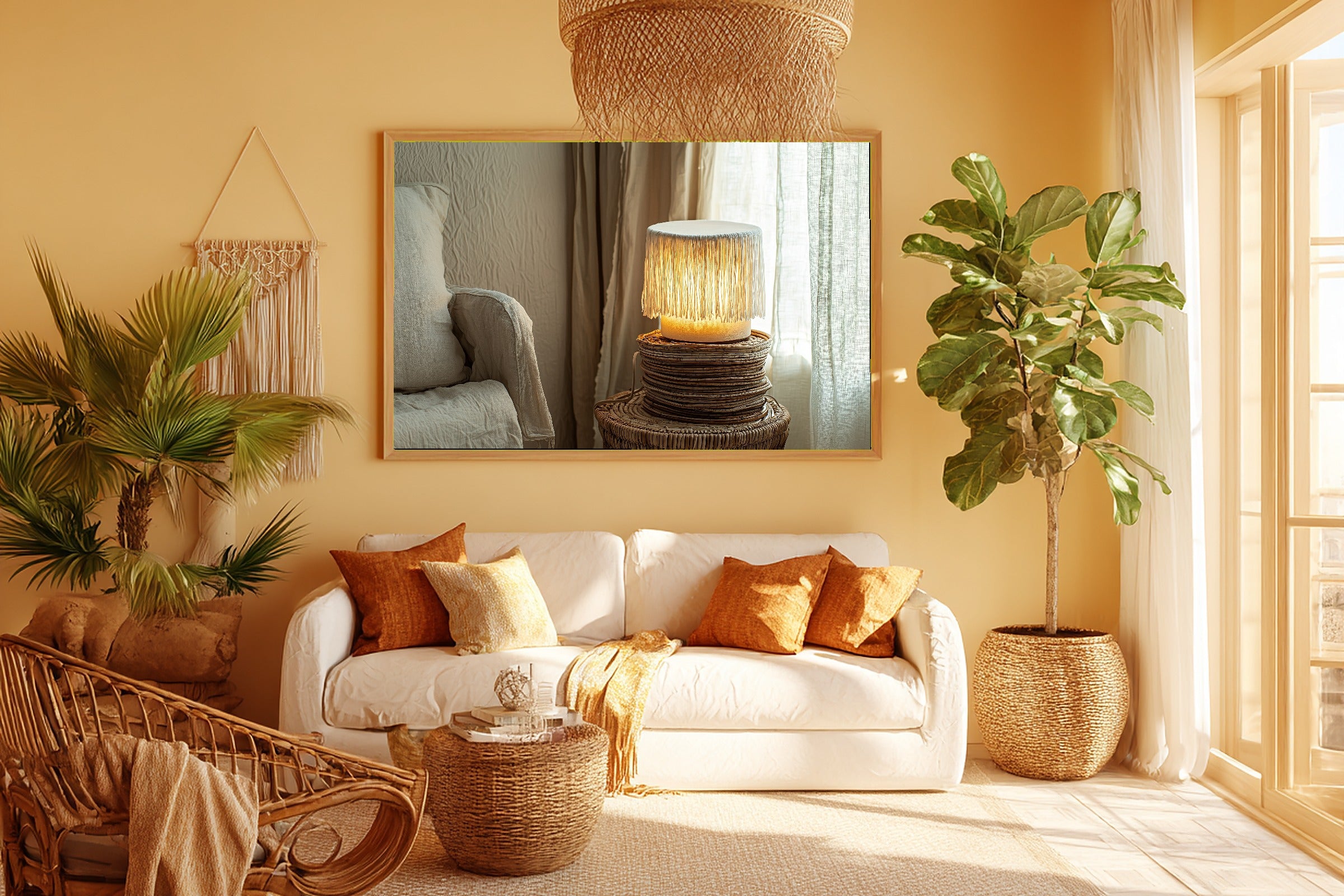 Bohemian Fringe Lamp Fine Art Canvas, Soft Dreamy Glow, Home Office Focal Point, Premium Canvas, Elegant Hostess Gift — bohemian-fringe-lamp-room-5-wall-art.jpg