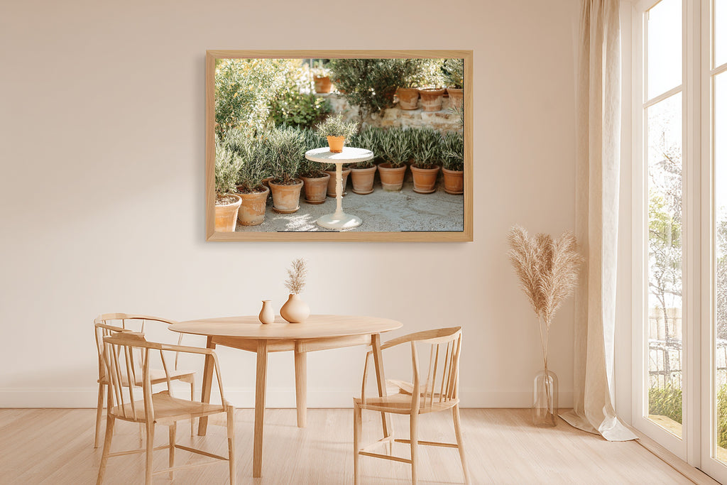 Boho Bistro Terracotta Pots Canvas Wall Art, Soft Dreamy Glow Wall Art, Living Room Wall Art, Ready to Hang — boho-bistro-terracotta-pots-dining-room-wall-art.jpg