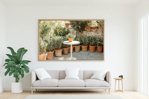 Boho Bistro Terracotta Pots Canvas Wall Art, Soft Dreamy Glow Wall Art, Living Room Wall Art, Ready to Hang — boho-bistro-terracotta-pots-living-room-wall-art.jpg