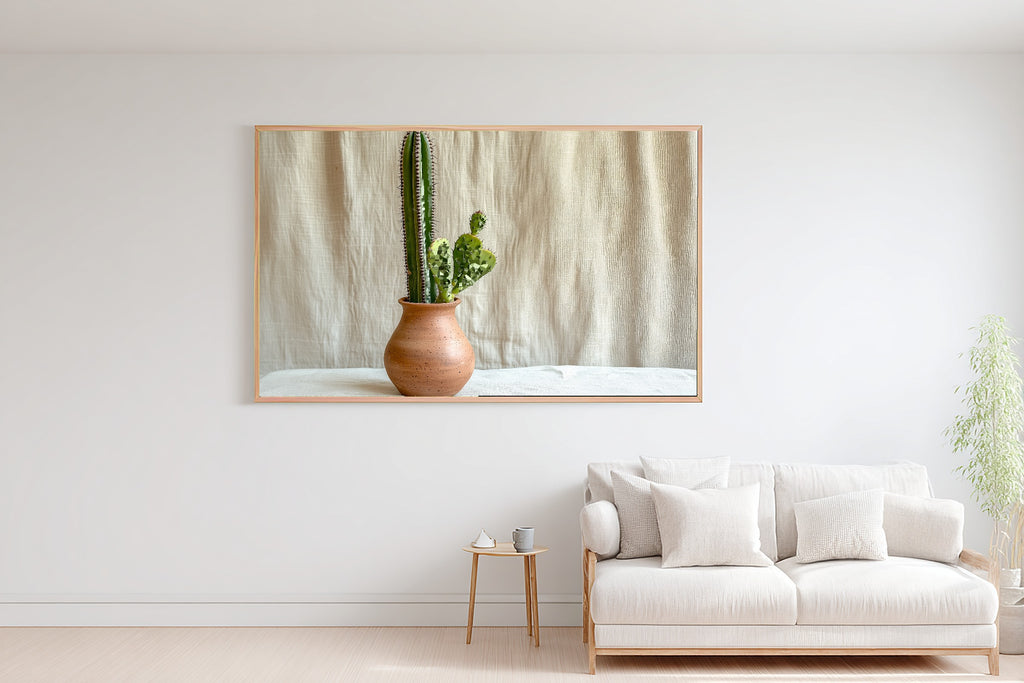 Boho Cactus Desert Pottery Giclée Canvas Print, Warm Gallery Wall Art Gallery Print, Bedroom Statement Piece, Wedding Gift for Couples — boho-cactus-desert-pottery-bedroom-wall-art.jpg
