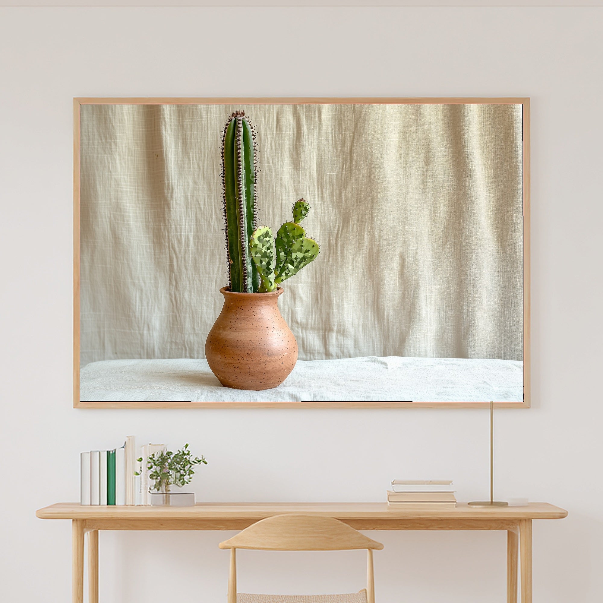 Boho Cactus Desert Pottery Giclée Canvas Print, Warm Gallery Wall Art Gallery Print, Bedroom Statement Piece, Wedding Gift for Couples — boho-cactus-desert-pottery-canvas-print.jpg