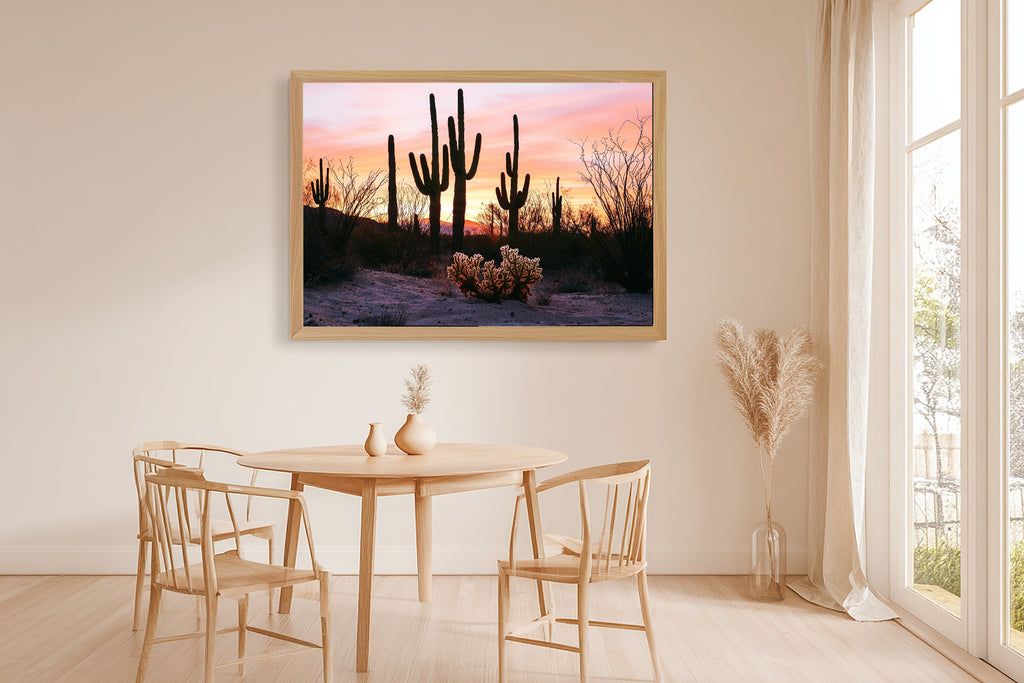 A Dreamy Boho Desert Cacti Warm Gallery Print — Heartfelt Wall Art for the Living Room, Giclée on Canvas — boho-desert-cacti-dining-room-wall-art.jpg