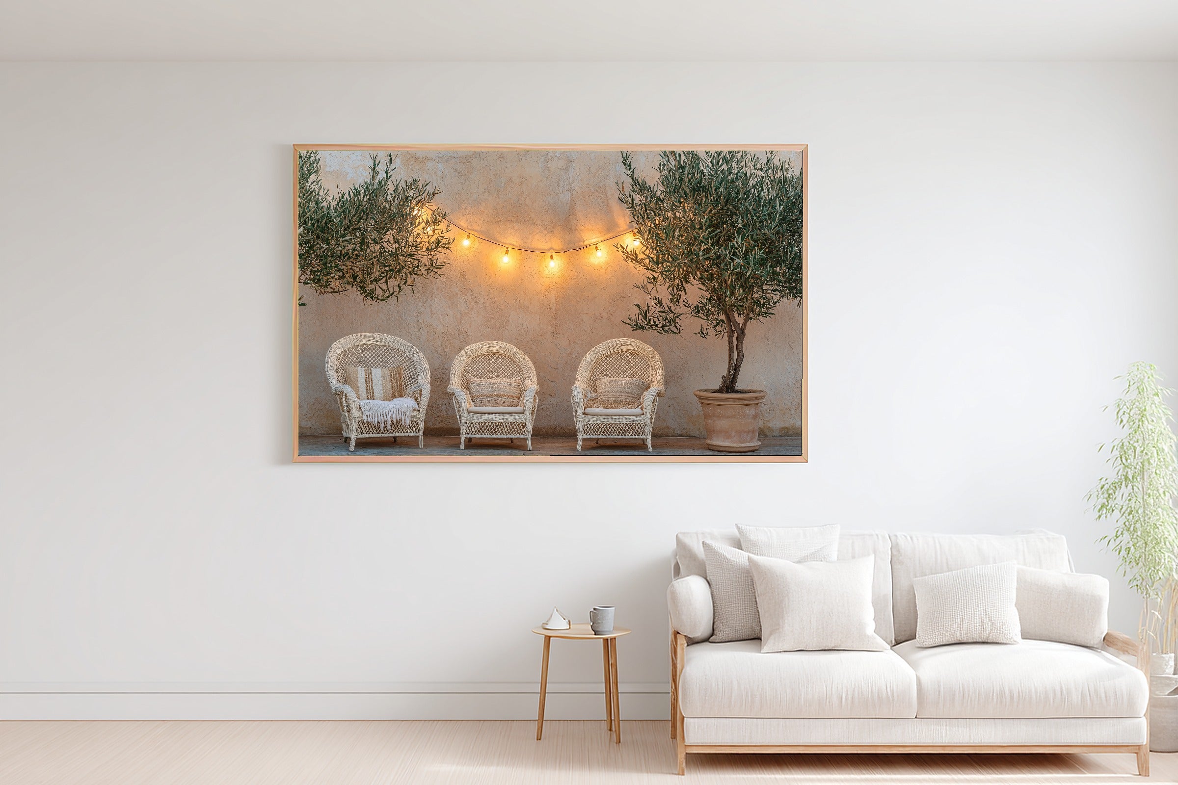 Boho Patio String Lights Wicker Museum-Quality Canvas, Cozy Studio Decor Gallery Print, Modern Home Office Art, Perfect Anniversary Gift — boho-patio-string-lights-wicker-bedroom-wall-art.jpg
