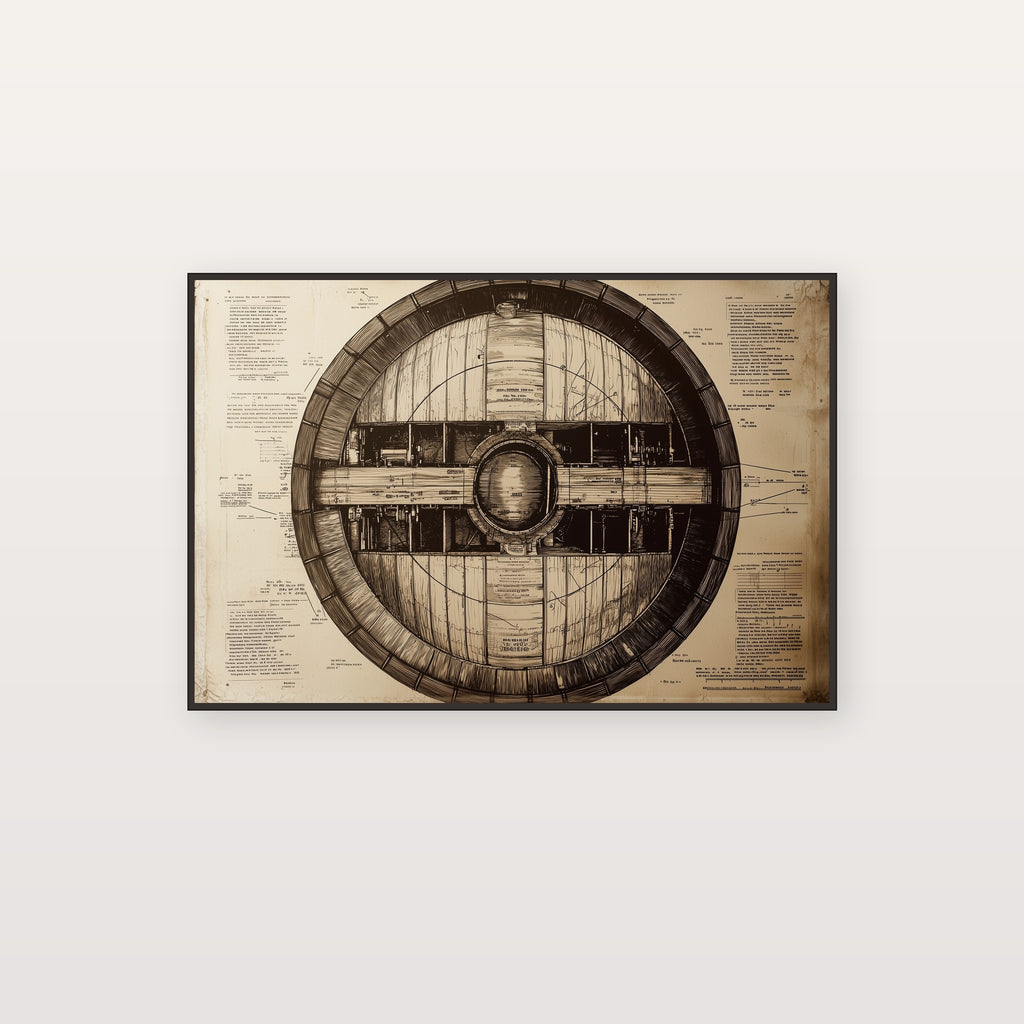 Bourbon Barrel Canvas Wall Art | Cooperage Diagram Print, Bar Whisky Decor, Stretched Canvas — bourbon-barrel-cooperage-diagram-canvas-print.jpg