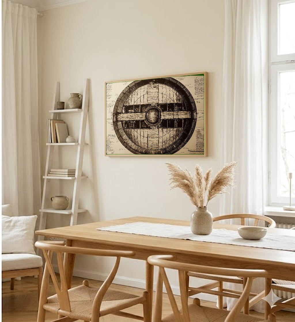 Bourbon Barrel Canvas Wall Art | Cooperage Diagram Print, Bar Whisky Decor, Stretched Canvas — bourbon-barrel-cooperage-diagram-dining-room-wall-art.jpg