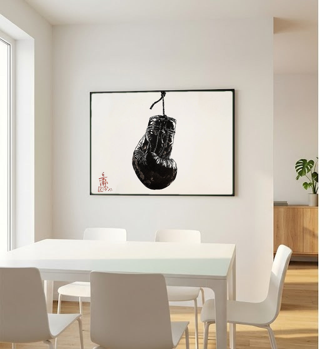 Boxing Glove Canvas Wall Art | Minimalist Ink Print, Home Gym Masculine Decor, Stretched Canvas — boxing-glove-minimalist-ink-bedroom-wall-art.jpg