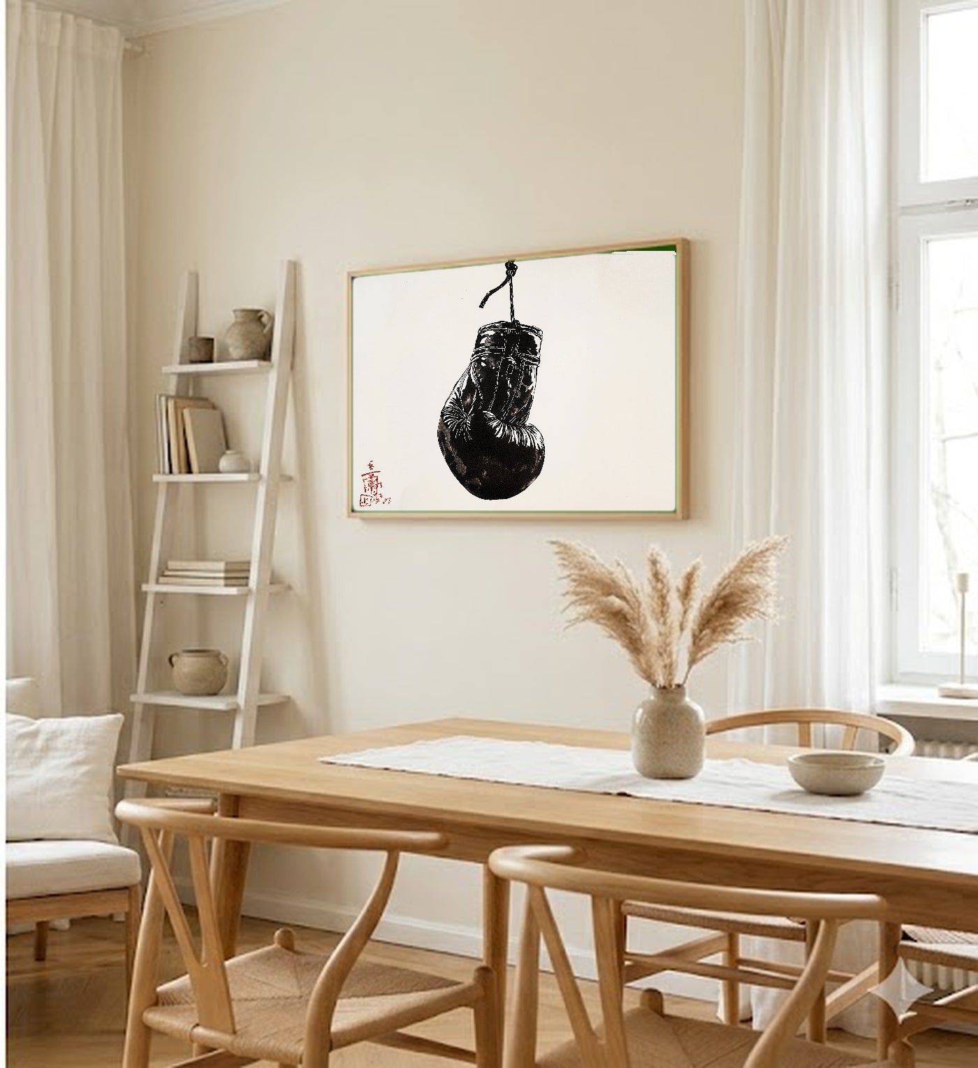 Boxing Glove Canvas Wall Art | Minimalist Ink Print, Home Gym Masculine Decor, Stretched Canvas — boxing-glove-minimalist-ink-dining-room-wall-art.jpg