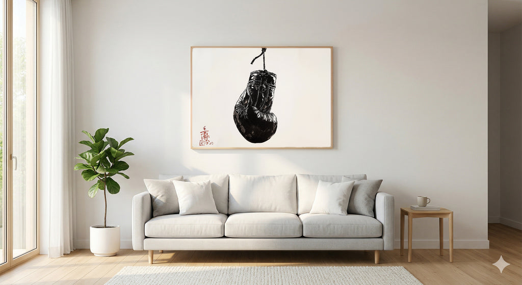 Boxing Glove Canvas Wall Art | Minimalist Ink Print, Home Gym Masculine Decor, Stretched Canvas — boxing-glove-minimalist-ink-living-room-wall-art.jpg
