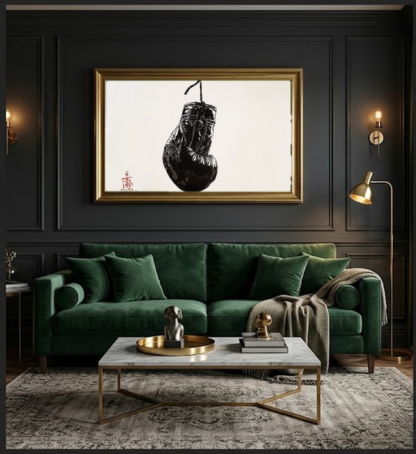 Boxing Glove Canvas Wall Art | Minimalist Ink Print, Home Gym Masculine Decor, Stretched Canvas — boxing-glove-minimalist-ink-office-wall-art.jpg
