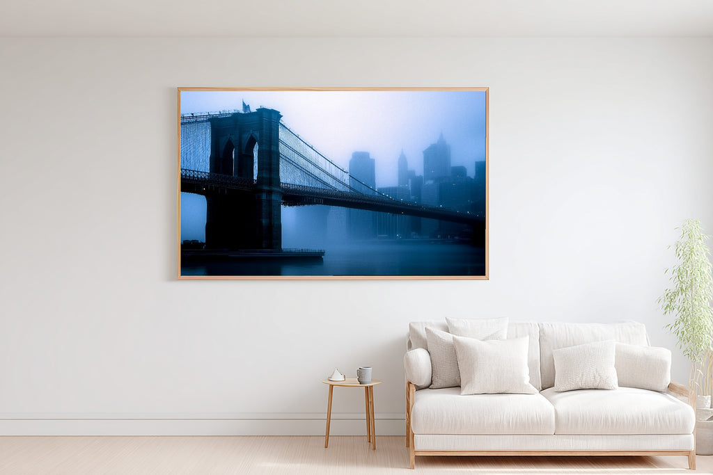 Moody City Brooklyn Bridge Moody Canvas Wall Art — Dreamy Print for the Modern Loft, A Gift the City Wanderer Will Adore — brooklyn-bridge-moody-bedroom-wall-art.jpg