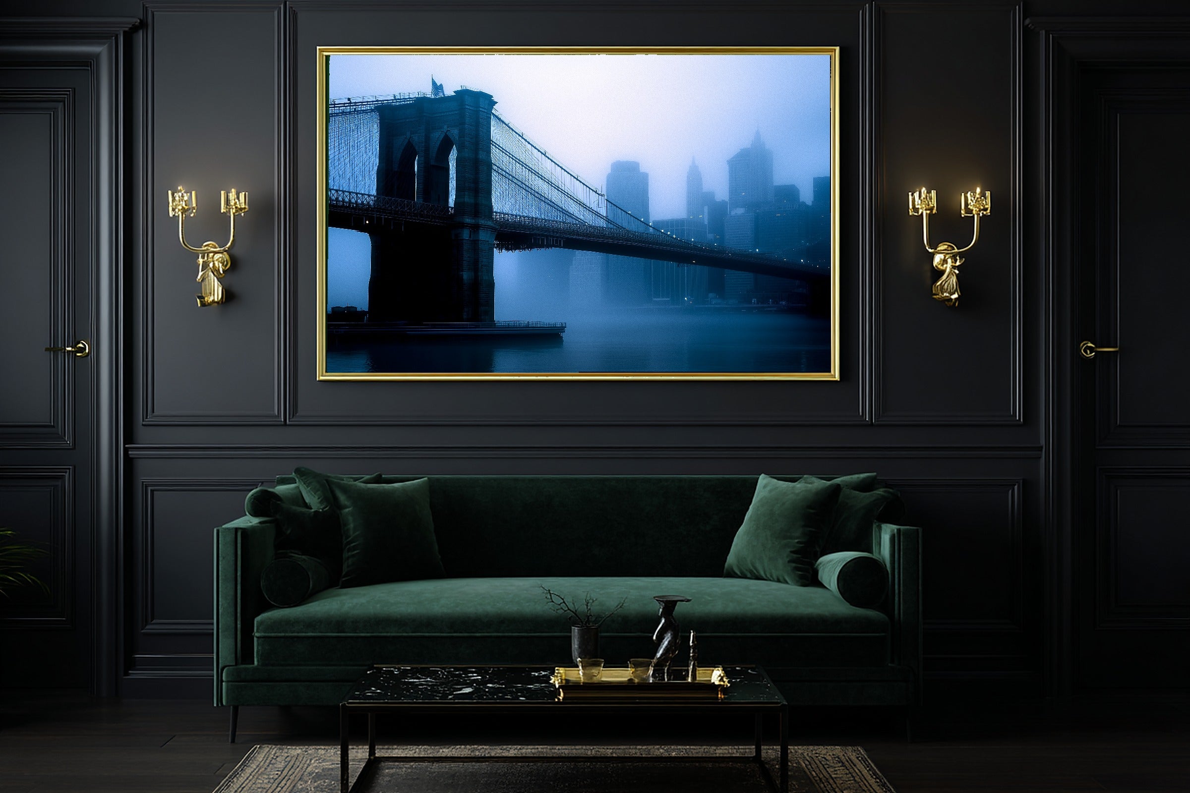 Moody City Brooklyn Bridge Moody Canvas Wall Art — Dreamy Print for the Modern Loft, A Gift the City Wanderer Will Adore — brooklyn-bridge-moody-office-wall-art.jpg