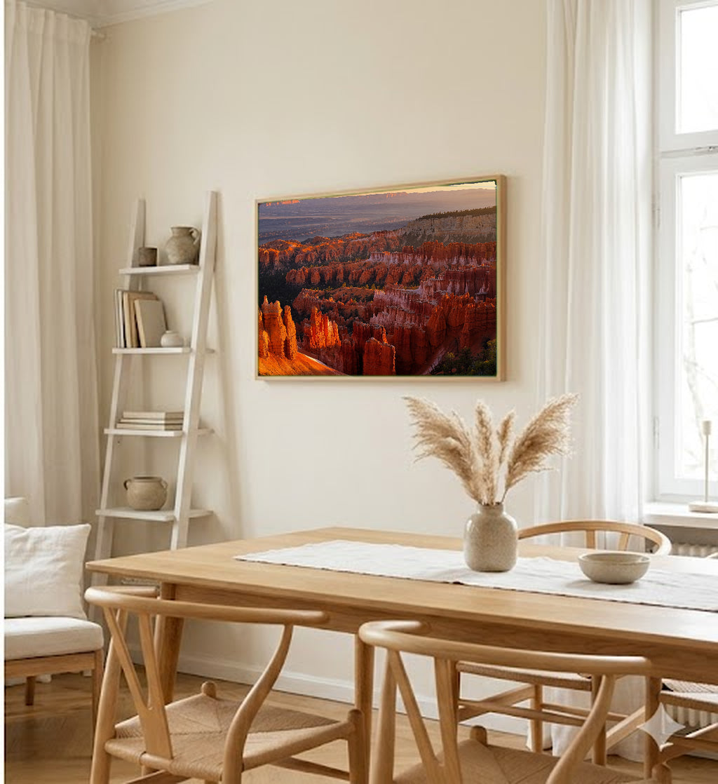 Bryce Canyon Canvas Wall Art | Hoodoos Sunrise Print, Utah Desert, Nature Decor, Stretched Canvas — bryce-canyon-hoodoos-dining-room-wall-art.jpg