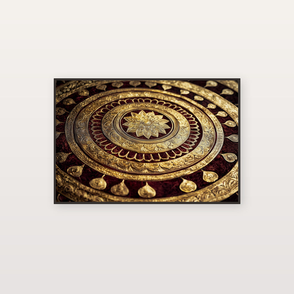Buddhist Mandala Canvas Wall Art | Sacred Geometry Print, Gold Spiritual, Meditation Decor, Stretched Canvas — buddhist-mandala-gold-canvas-print.jpg