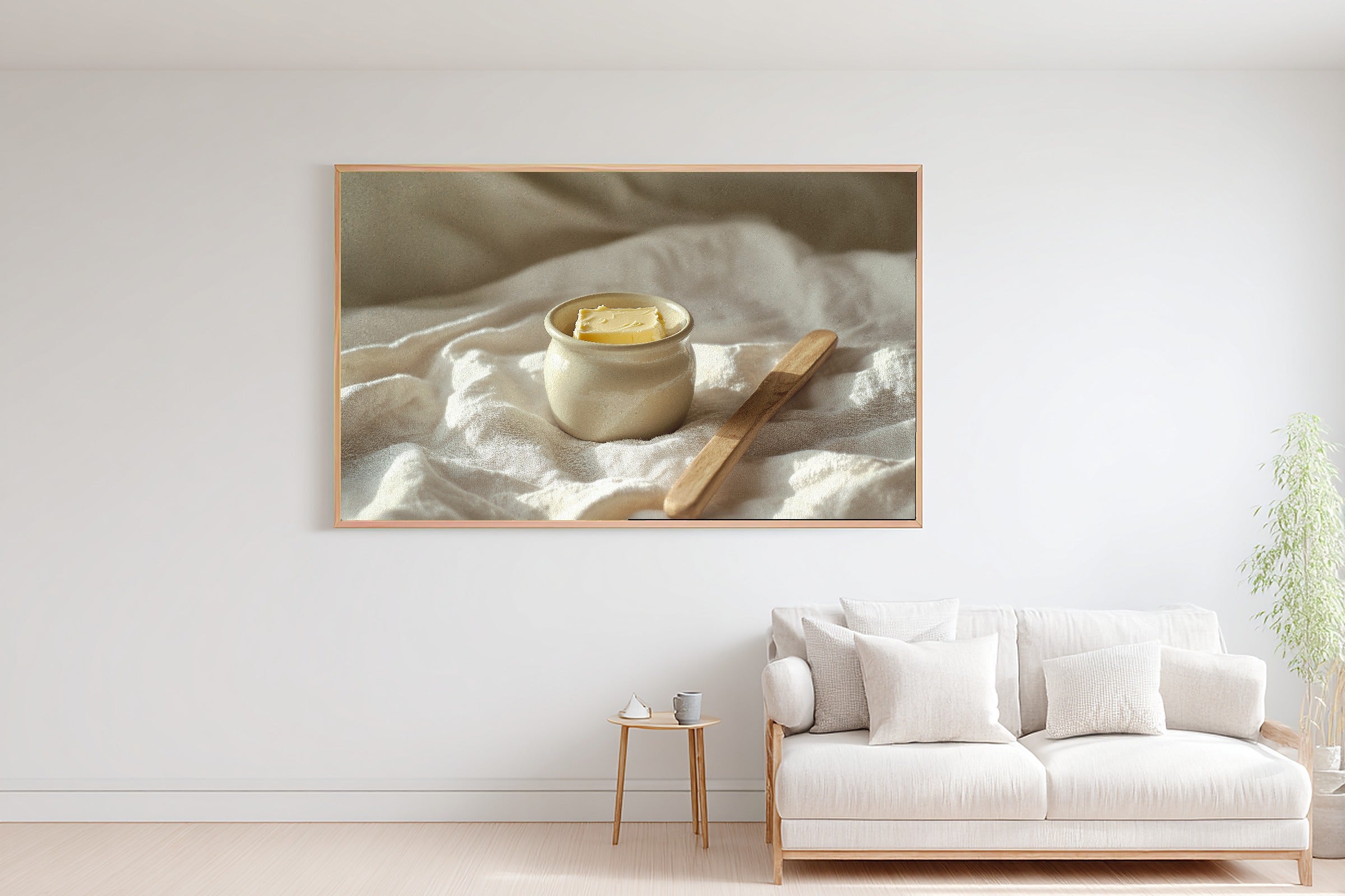 Butter Crock Linen Morning Fine Art Canvas, Soft Dreamy Glow, Bedroom Focal Point, Premium Canvas, Thoughtful Housewarming Gift — butter-crock-linen-morning-bedroom-wall-art.jpg