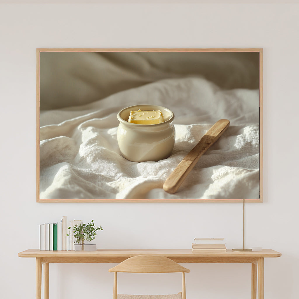 Butter Crock Linen Morning Fine Art Canvas, Soft Dreamy Glow, Bedroom Focal Point, Premium Canvas, Thoughtful Housewarming Gift — butter-crock-linen-morning-canvas-print.jpg